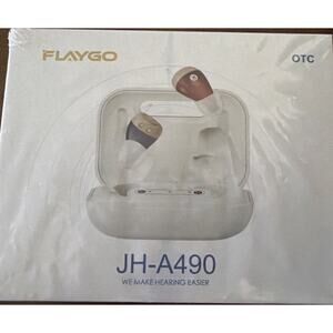 Flaygo JH-A490 Rechargeable CIC Hearing Aids, AI Noise Cancel, Blue/Red/Beige
